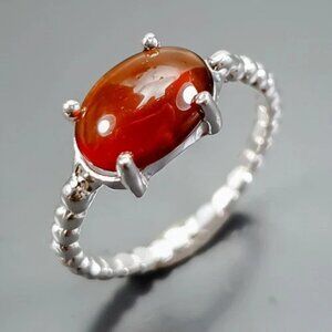 RING Natural Hessonite 925 Size 6.5